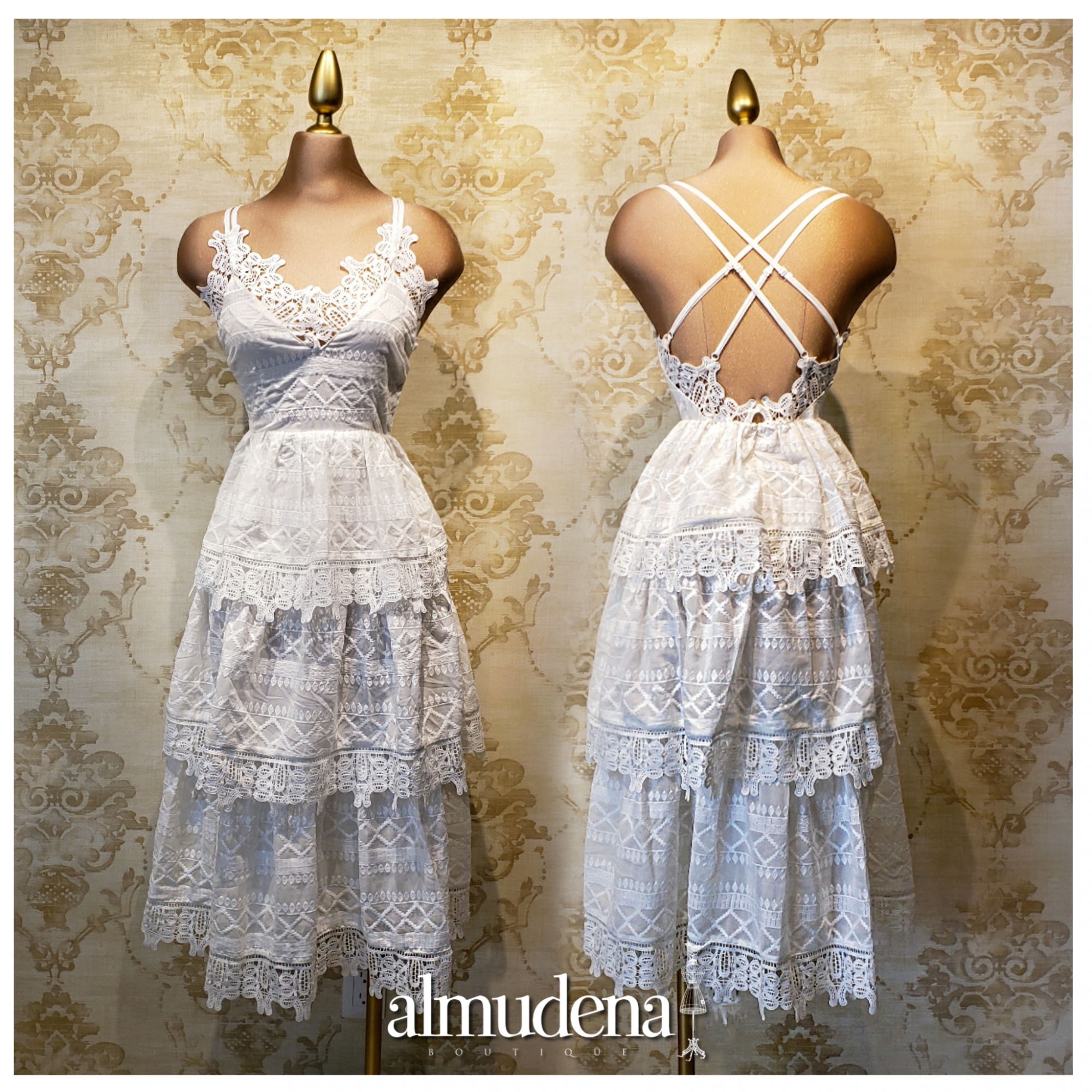 Vestido Blanco Corto Encaje de - Almudena - Ropa para Vestidos cortos, de noche y para novias