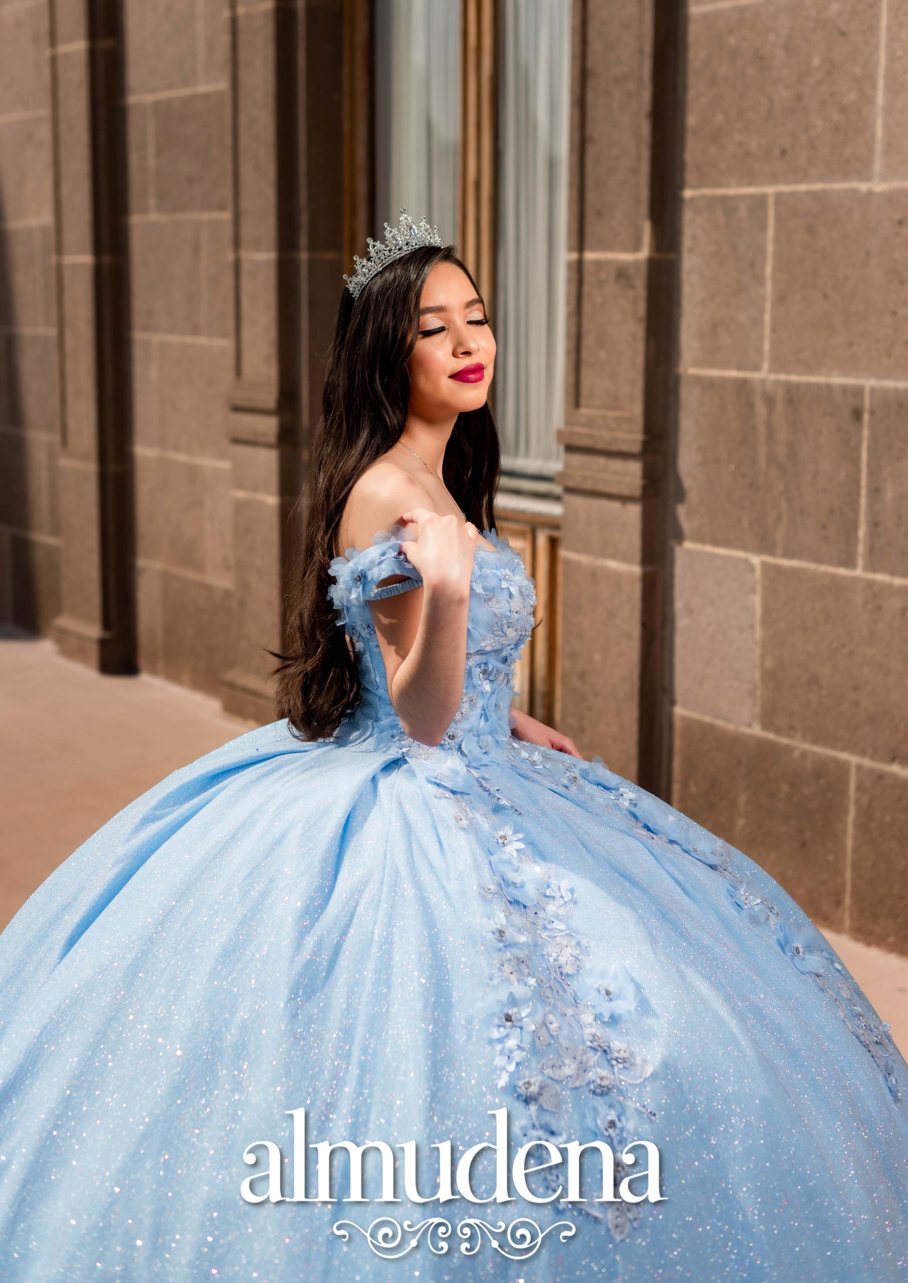 Vestido De Quinceañera Princesa Azul Claro 2021 Off Shoulder México |  