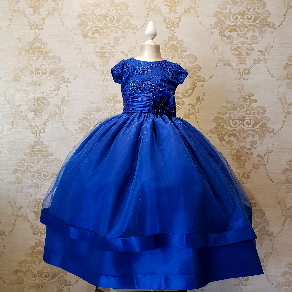Vestido de Niña Fiesta Azul Rey con Flor Listón en Falda Tallas 2 a 8 Años - Almudena Boutique - Ropa para mujer, Vestidos de noche y novias