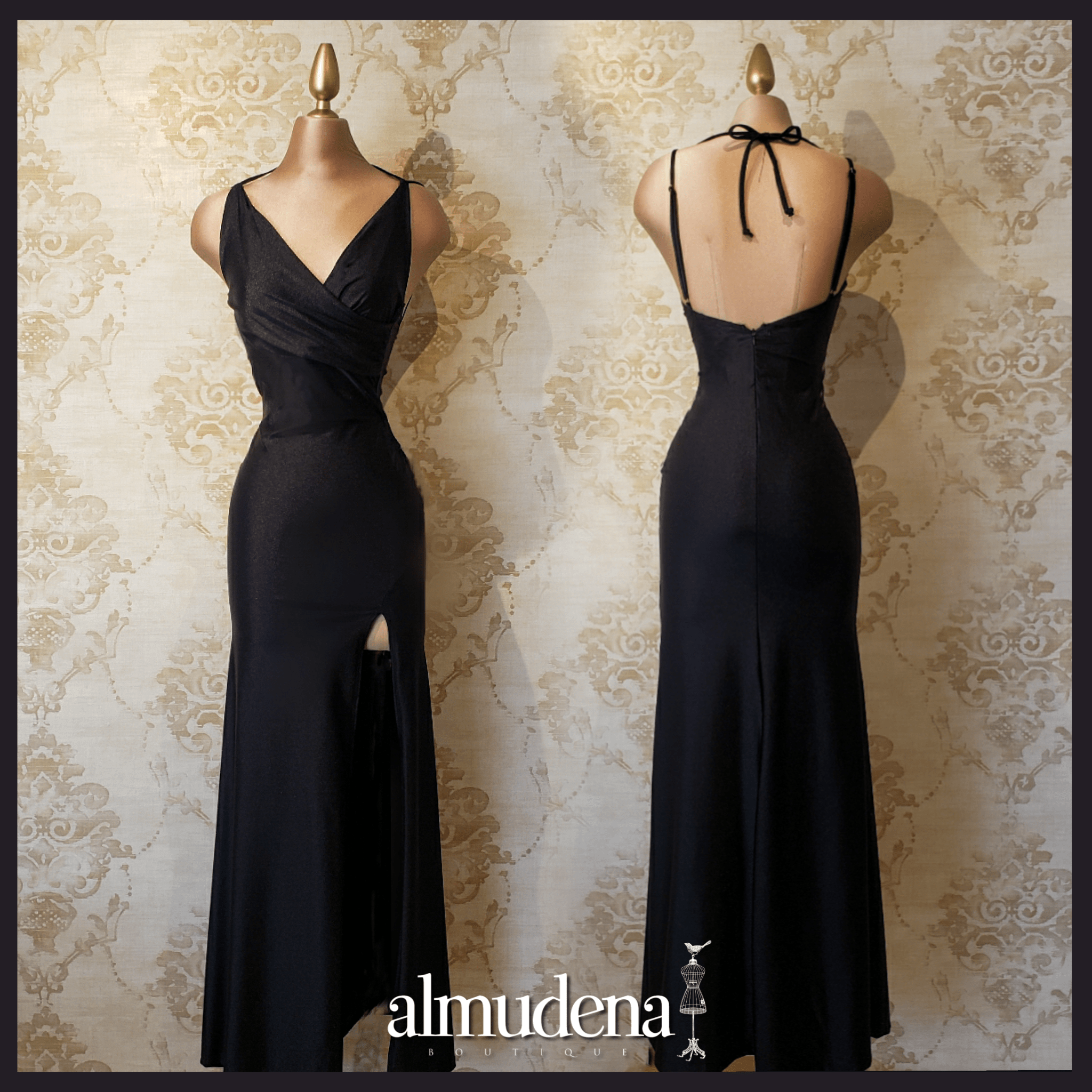 Vestido Negro Largo Ajustado de Noche - Almudena Boutique - Ropa para  mujer, Vestidos cortos, de noche y para novias