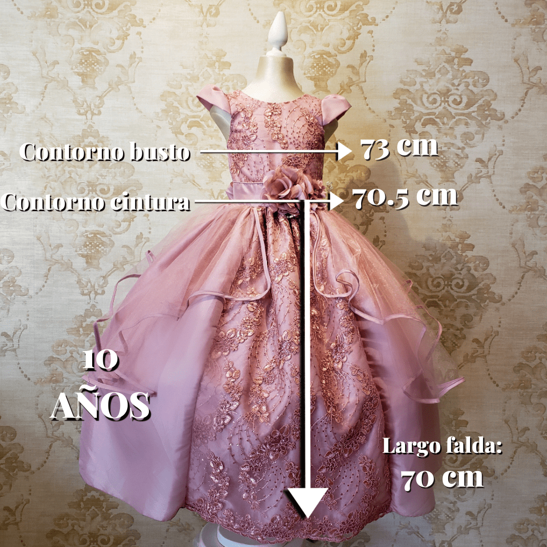 Vestido de Niña Fiesta Rosa Palo Encaje Bordado con Flor Talla 10 a 12 Años  - Almudena Boutique - Ropa para mujer, Vestidos cortos, de noche y para  novias