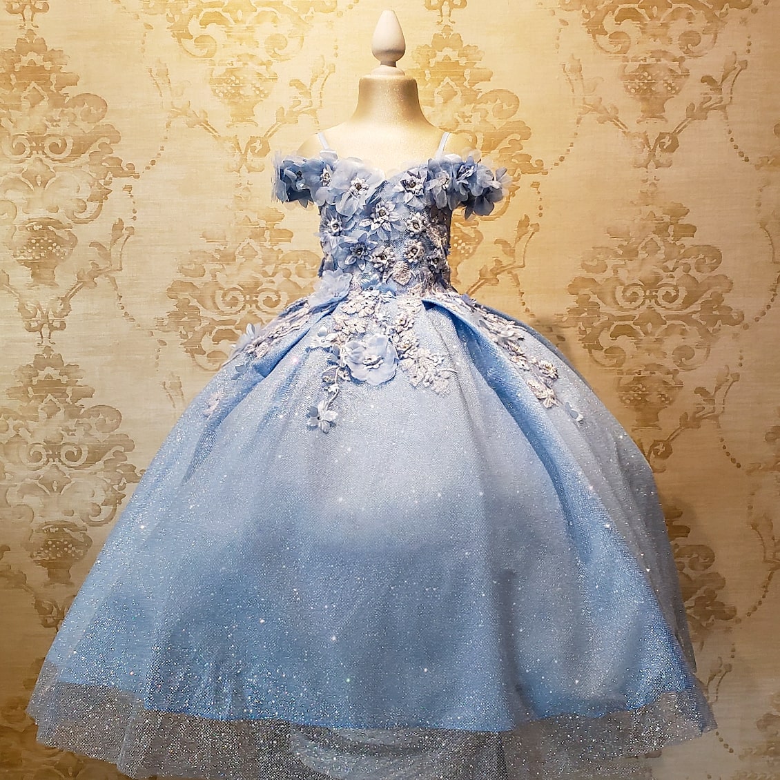 Vestido de Niña Fiesta Azul Cielo Brillante Presentación Talla 4 Años