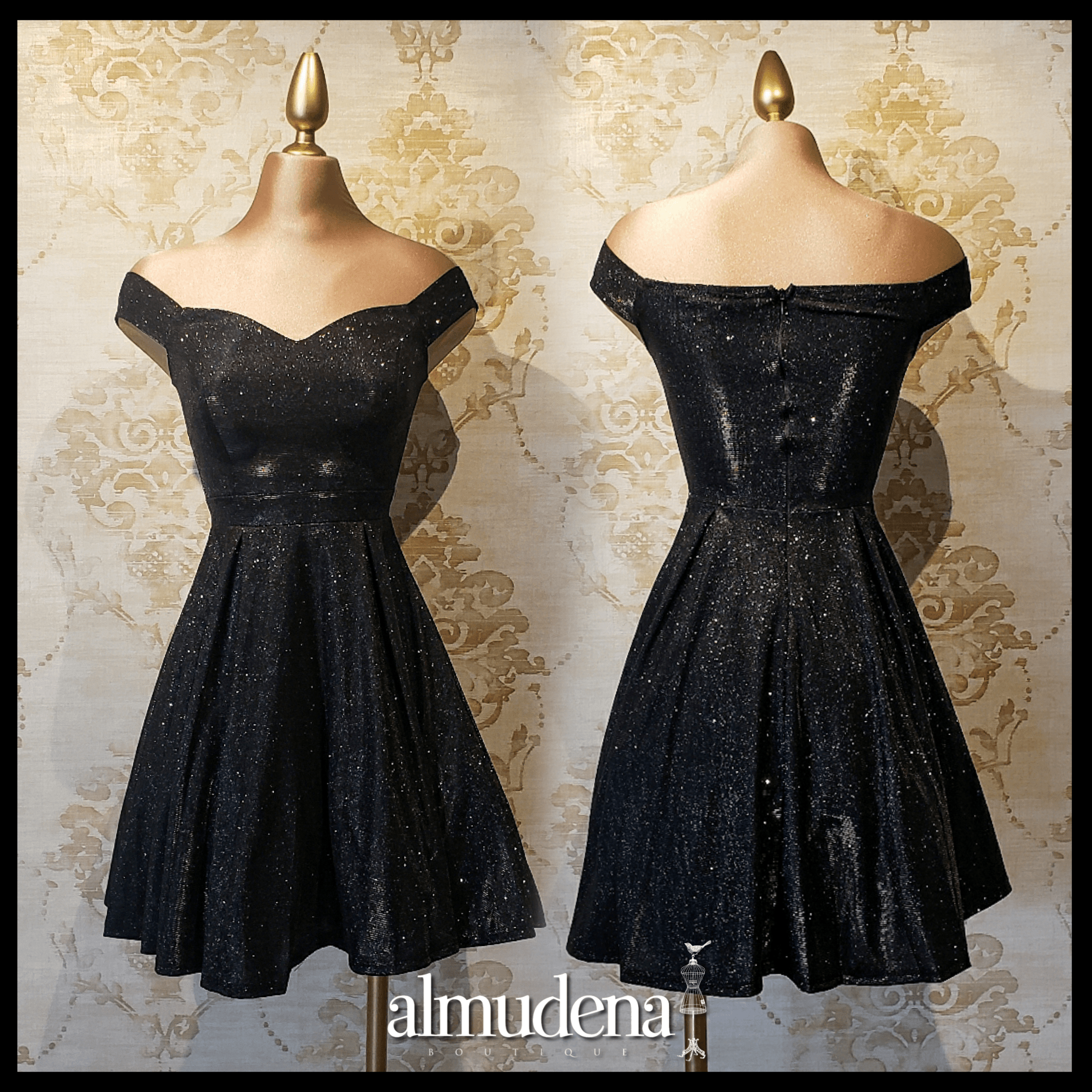 Vestido Negro Corto Brillante Elegante - Almudena Boutique - Ropa para  mujer, Vestidos cortos, de noche y para novias