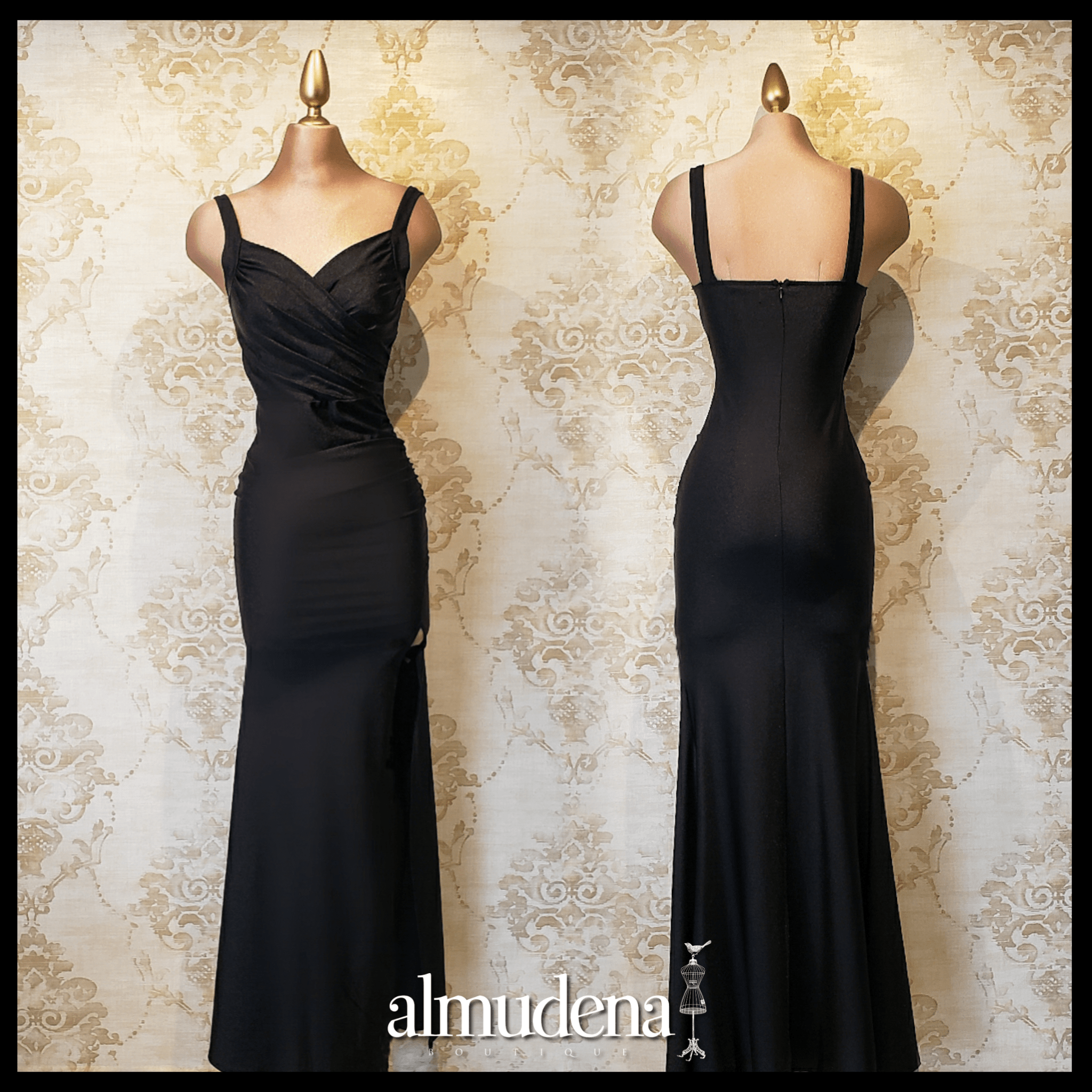Vestido Negro Largo Ajustado de Gala Noche - Almudena Boutique - Ropa para  mujer, Vestidos cortos, de noche y para novias