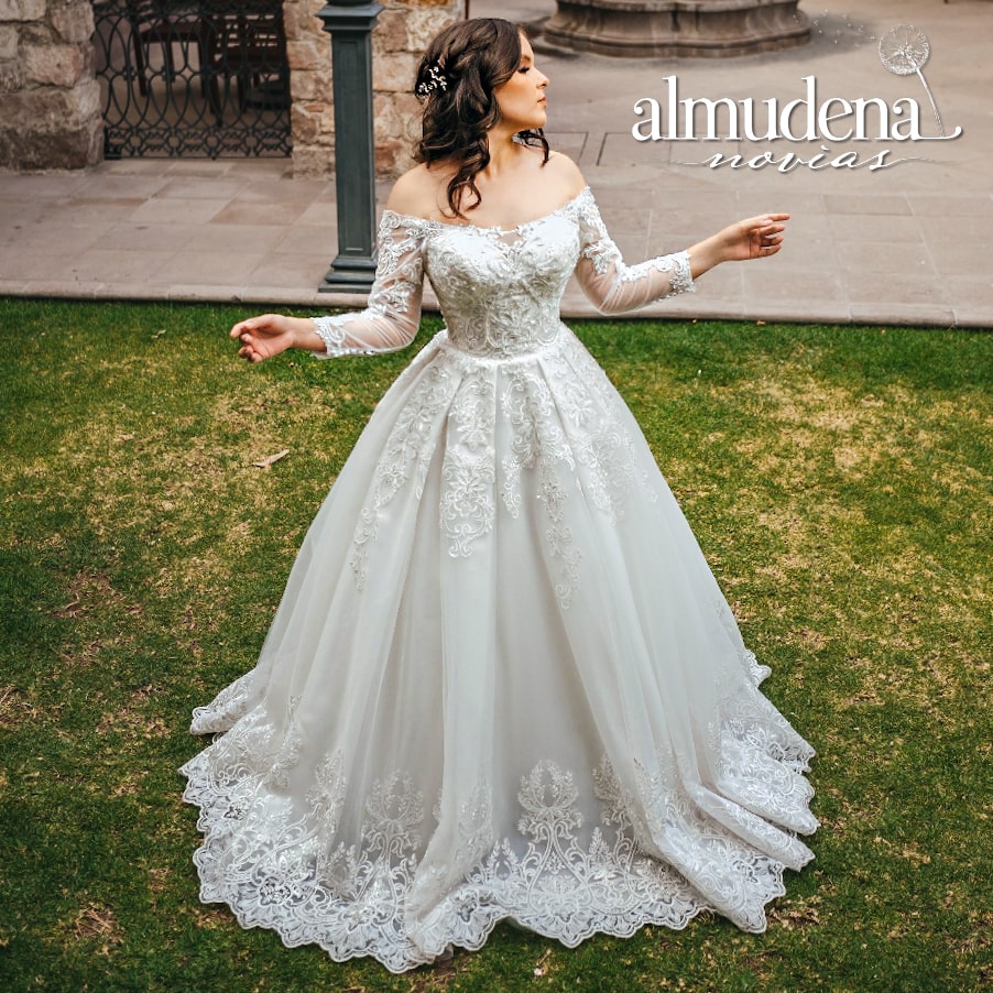 Vestido de Novia sin Hombros Corte Princesa - Almudena Boutique